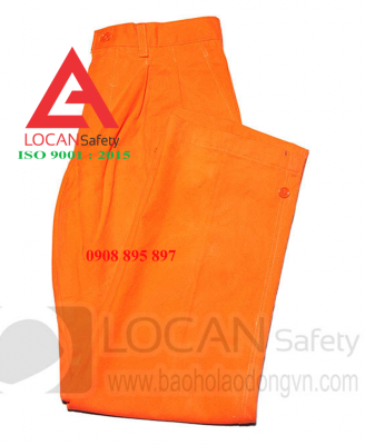 Quần bảo hộ lao động vải kaki màu cam may nhiều túi hộp ngành điện lực cao cấp - 030