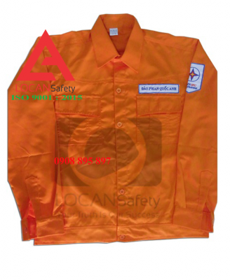 Quần áo bảo hộ điện lực vải kaki màu cam dài tay, đồng phục kỹ sư công nhân điện lực - 067