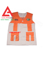 Áo ghi lê bảo hộ lao động cao cấp, áo ghi lê đồng phục nhân viên sân golf resort vải kaki phối màu cam may nhiều túi hộp- GL003