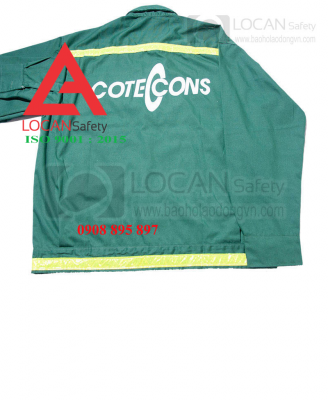 Quần áo bảo hộ lao động xây dựng phối phản quang, đồng phục công nhân xây dựng vải kaki xanh - 009
