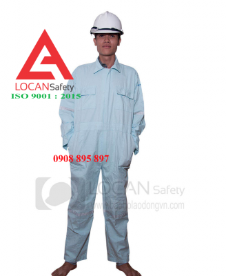 Quần áo bảo hộ lao động dầu khí cao cấp, đồng phục công nhân dầu khí vải kaki màu trắng ghi - 043