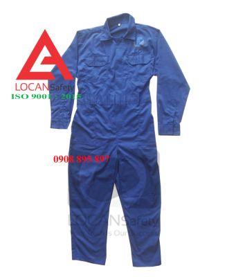 Áo liền quần bảo hộ cơ khí BTMEC vải kaki màu xanh, đồng phục công nhân cơ khí vải kaki xanh cao cấp - 124