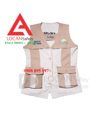 Áo ghi lê bảo hộ lao động may nhiều túi hộ, áo ghi lê đồng phục nhân viên resort cao cấp- GL004