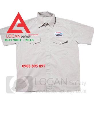 Quần áo bảo hộ lao động cơ khí, đồng phục bảo hộ công nhân cơ khí vải kaki trắng xám - 005