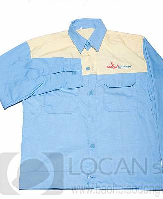 Quần áo bảo hộ lao động phối màu NaviWindow cửa nhựa lõi thép, đồng phục công nhân cửa nhựa lõi thép vải kaki dài tay - 013