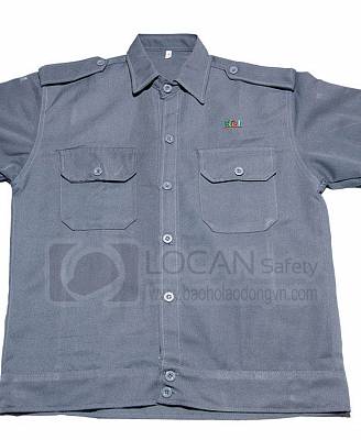Quần áo bảo hộ lao động kỹ sư, công nhân nhà máy sản xuất xi măng vải kaki ngắn tay màu ghi xám cao cấp - 017