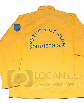 Quần áo bảo hộ lao động gas Petro dài tay, đồng phục công nhân khí đốt, nhân viên giao gas vải kaki màu vàng- 019