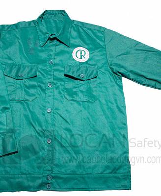 Quần áo bảo hộ lao động cao su vải kaki xanh cao cấp, đồng phục công nhân cao su dài tay - 026