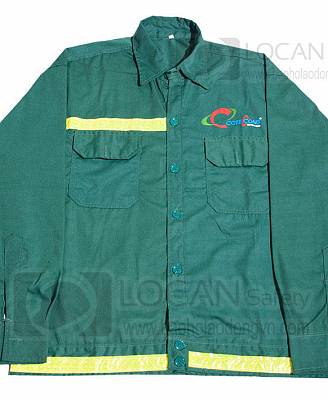 Quần áo bảo hộ lao động xây dựng phối phản quang, đồng phục công nhân xây dựng vải kaki xanh - 009