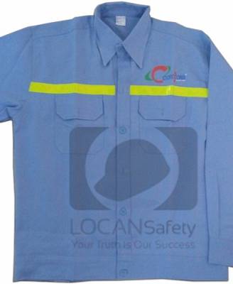 Quần áo bảo hộ lao động xây dựng may phản quang vải kaki xanh cao cấp, đồng phục công nhân xây dựng Coteccons - 064