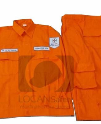 Quần áo bảo hộ điện lực vải kaki màu cam dài tay, đồng phục kỹ sư công nhân điện lực - 067