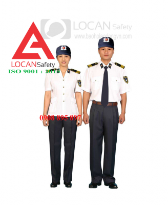 Đồng phục bảo vệ nam nữ ngắn tay màu trắng, trang phục bảo vệ chuyên nghiệp có in thêu logo công ty - 002