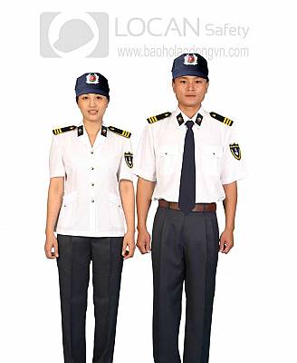 Đồng phục bảo vệ nam nữ ngắn tay màu trắng, trang phục bảo vệ chuyên nghiệp có in thêu logo công ty - 002
