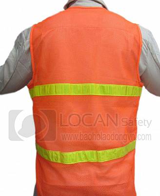 Áo phản quang vải lưới bảo hộ lao động xây dựng, áo gile lưới phản quang màu cam- 002