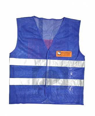 Áo lưới phản quang bảo hộ điện lức, áo gile lưới phản quang màu xanh bích có in thêu logo công ty- 023