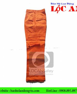 Quần áo bảo hộ lao động điện lực vải kaki 65/35 màu cam, đồng phục công nhân điện lực dài tay may nhiều túi hộp cao cấp - 174